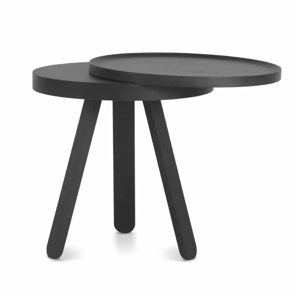 Design Coffee Table with Round Top and Solid Wood Legs - Salerno Viadurini