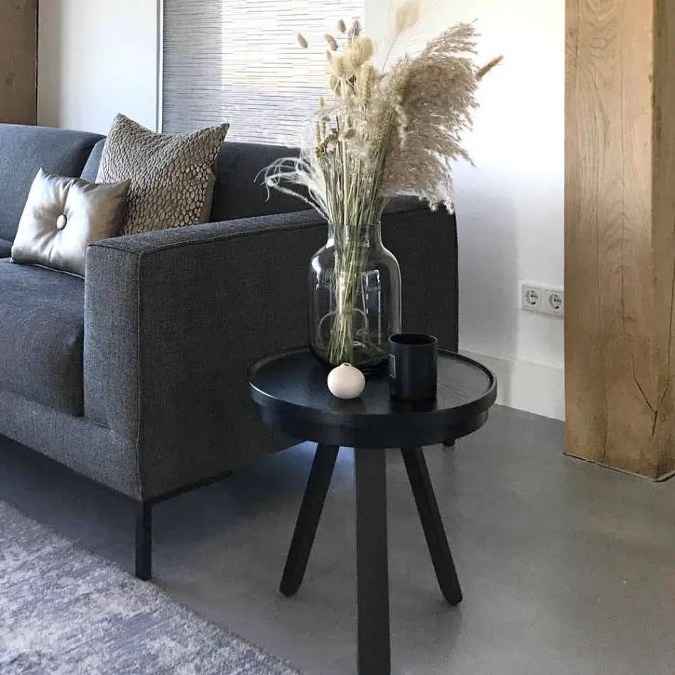 Design Coffee Table with Round Top and Solid Wood Legs - Salerno Viadurini