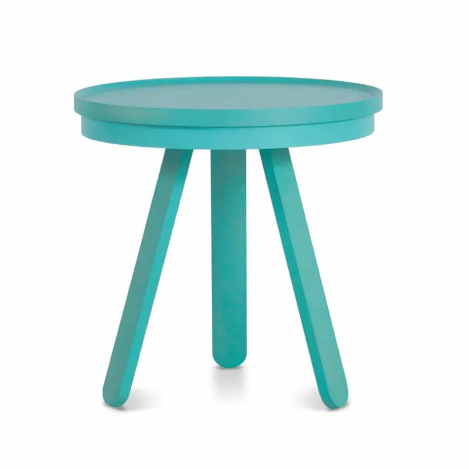 Design Coffee Table with Round Top and Solid Wood Legs - Salerno Viadurini
