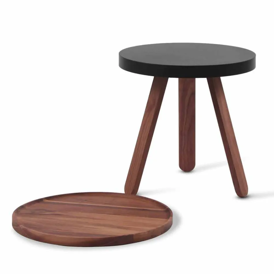 Design Coffee Table with Round Top and Solid Wood Legs - Salerno Viadurini