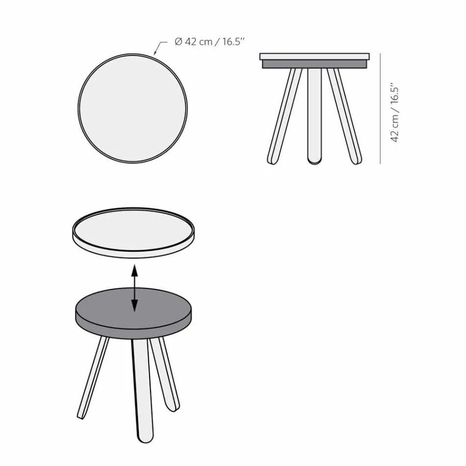 Design Coffee Table with Round Top and Solid Wood Legs - Salerno Viadurini