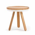 Design Coffee Table with Round Top and Solid Wood Legs - Salerno Viadurini