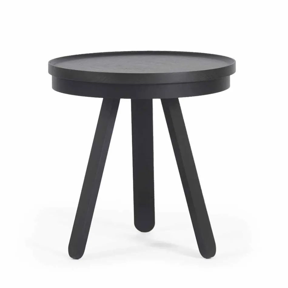 Design Coffee Table with Round Top and Solid Wood Legs - Salerno Viadurini
