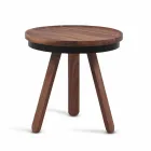 Design Coffee Table with Round Top and Solid Wood Legs - Salerno Viadurini