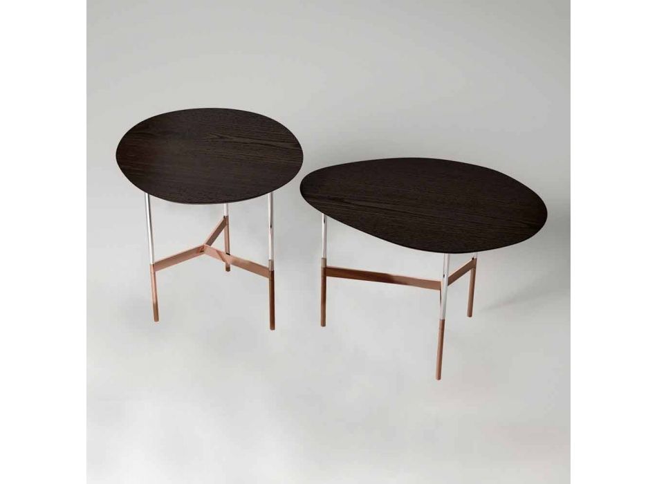 Design Coffee Table with Wooden Top Made in Italy - Cinci Viadurini