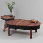 Design Coffee Table in Solid Wood and Lacquered Metal - Salerno Viadurini