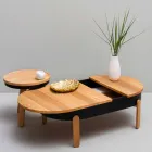 Design Coffee Table in Solid Wood and Lacquered Metal - Salerno Viadurini