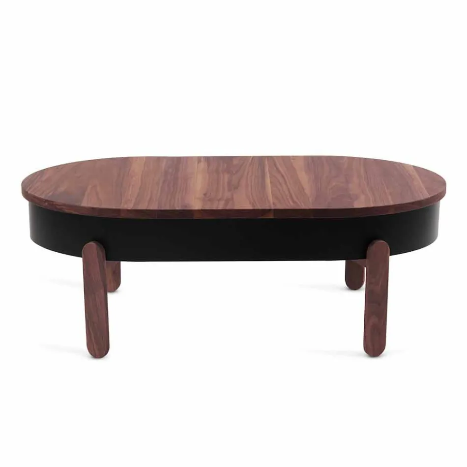 Design Coffee Table in Solid Wood and Lacquered Metal - Salerno Viadurini