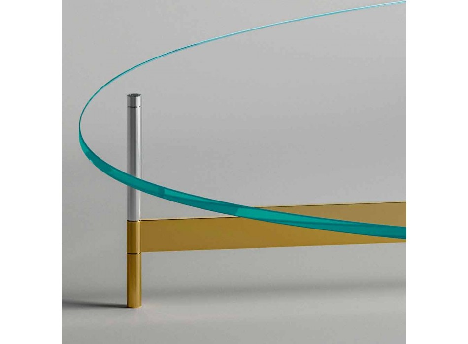 Design Coffee Table in Glass with Metal Base Made in Italy - Cinci Viadurini