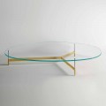 Design Coffee Table in Glass with Metal Base Made in Italy - Cinci