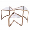 Design Coffee Table in Glass with Copper Finish Details - Carpi
