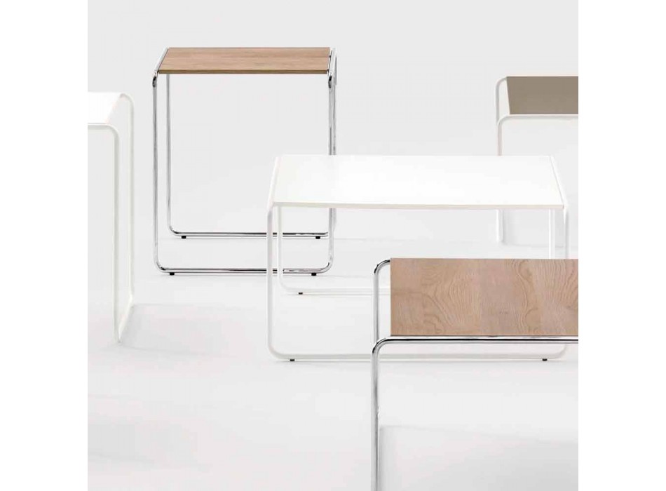 Modern Design Coffee Table in Metal and Melamine - Taddeo Viadurini