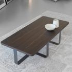 Luxury Coffee Table in Colored Metal and Wooden Top - Anacleto Viadurini