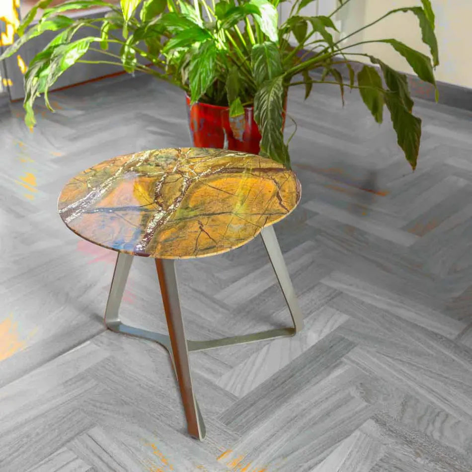 Coffee Table Handmade in Marble and Steel Made in Italy - Prince Viadurini