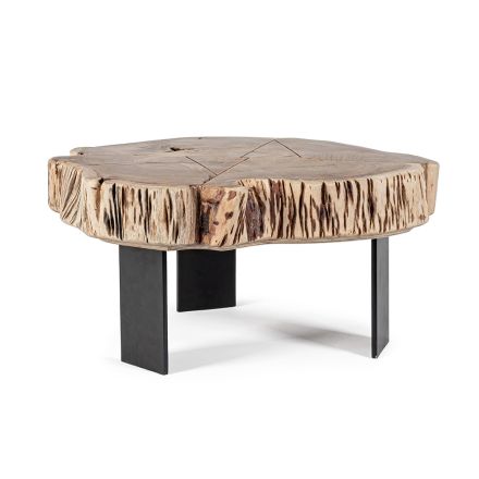 Homemotion Steel and Natural Acacia Wood Coffee Table - Camala Viadurini
