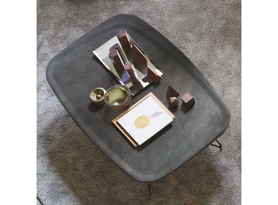 Coffee Table in Cement with Metal Structure Made in Italy - Evolve Viadurini