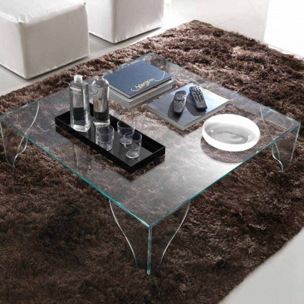 Coffee Table in Extra-clear Transparent Crystal Made in Italy - Lithium Viadurini
