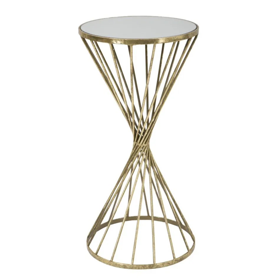 Gilded Iron Coffee Table with Mirror Top - Apricot Viadurini