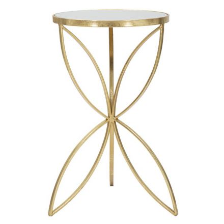 Gilded Iron Coffee Table with Round Mirror Top - Umari Viadurini