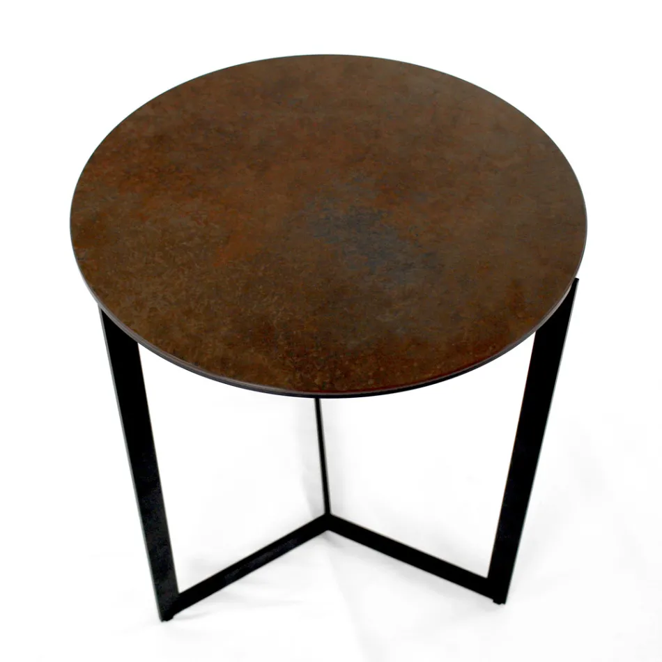 Stoneware Coffee Table with Steel Base Made in Italy - Aspira Viadurini