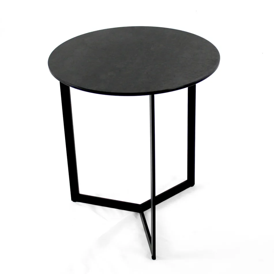 Stoneware Coffee Table with Steel Base Made in Italy - Aspira Viadurini