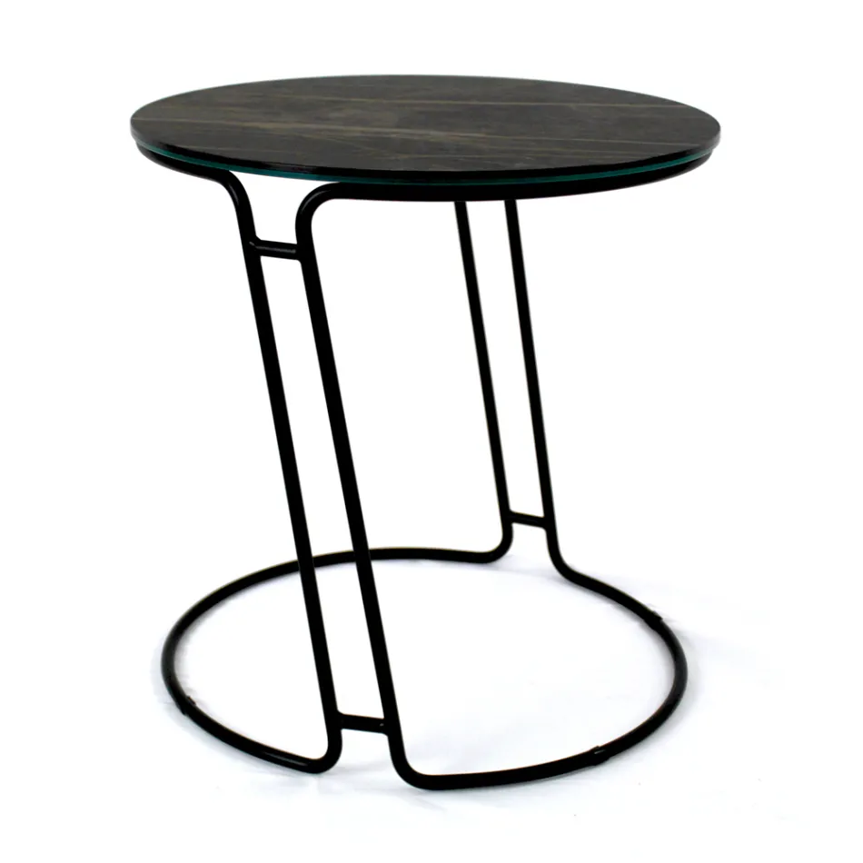 Coffee Table in Porcelain Grès and Round Base Made in Italy - Tullia Viadurini