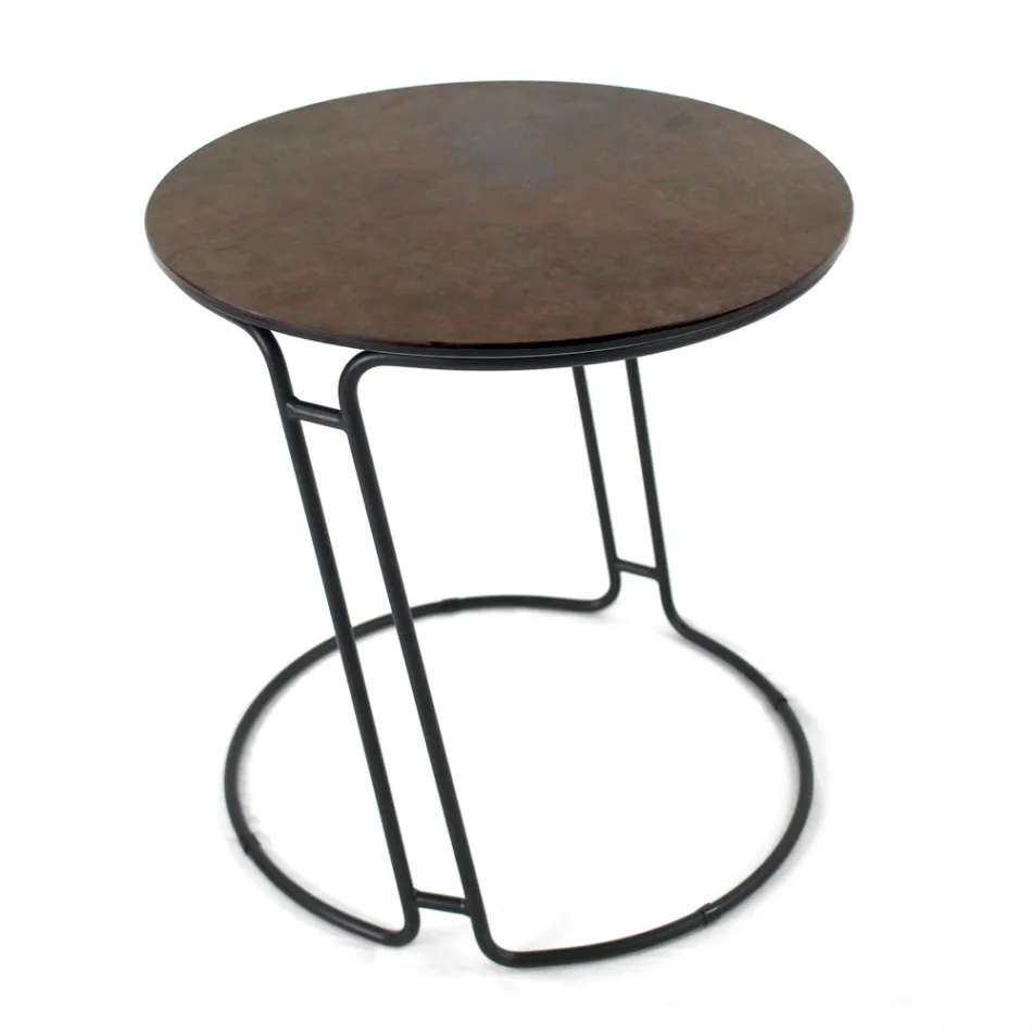 Coffee Table in Porcelain Grès and Round Base Made in Italy - Tullia Viadurini