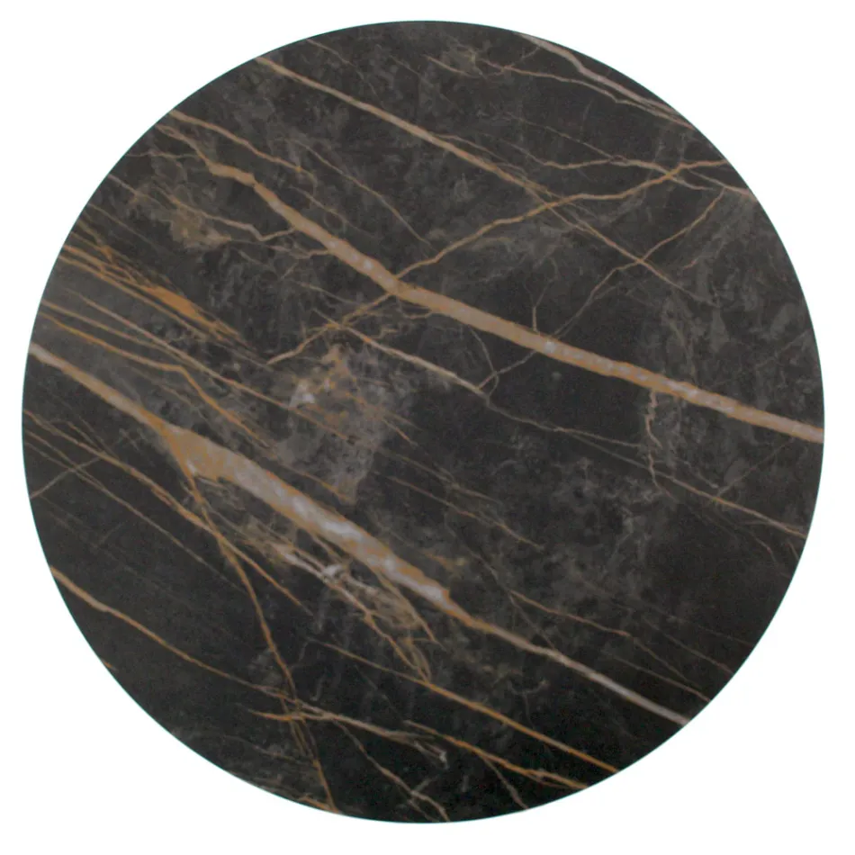 Coffee Table in Round Stoneware and Base with 3 Crescents Made in Italy - Arepa Viadurini