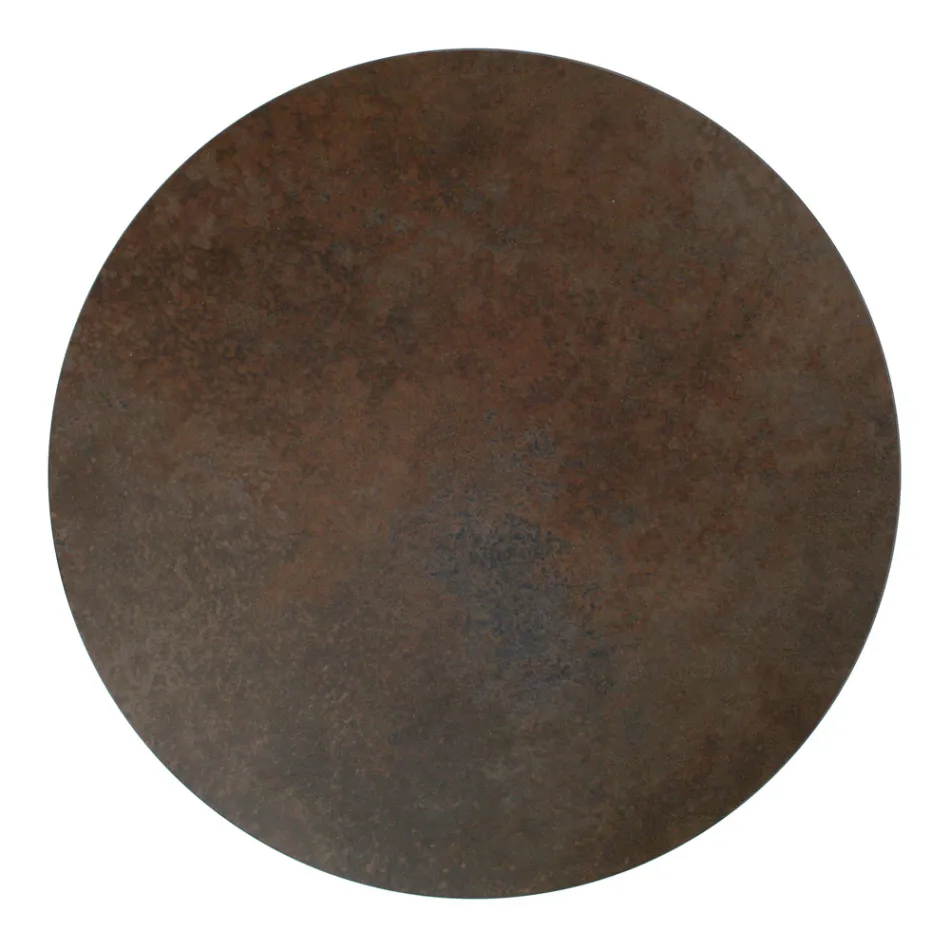 Coffee Table in Round Stoneware and Base with 3 Crescents Made in Italy - Arepa Viadurini