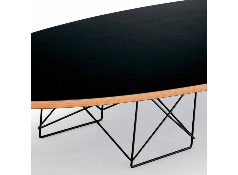 Coffee Table in Black Laminate and Lacquered Steel Made in Italy - Persefone Viadurini