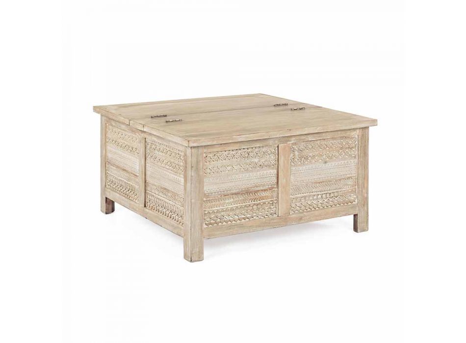 Homemotion Coffee Table in Mango Wood with Container - Mixo Viadurini