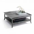 Classic design living room coffee table Berit, silver lacquered wood