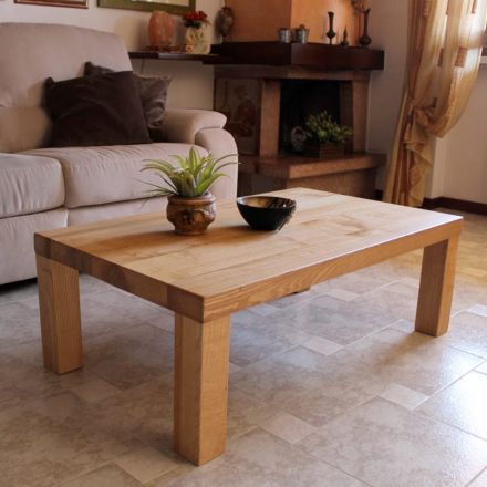 Coffee Table in Solid Ash Wood Made in Italy - Nicea Viadurini