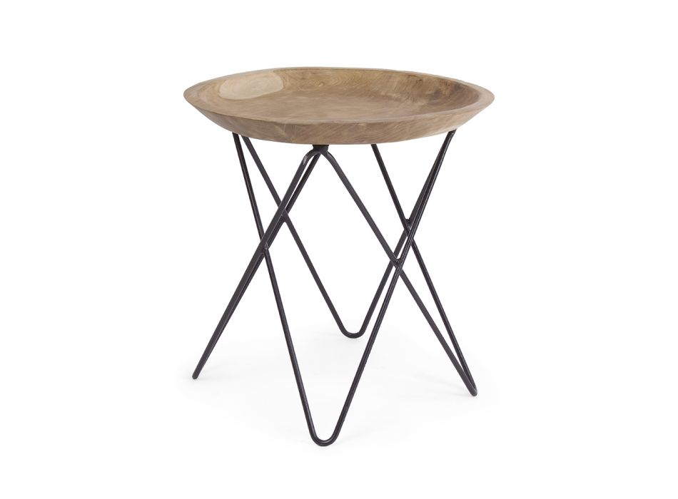 Coffee Table in Teak Wood and Steel Industrial Design - Stiletto Viadurini