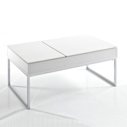 Coffee Table in White Mdf and Metal with Container - Garland Viadurini