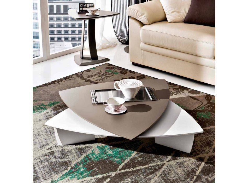 Coffee Table in Lacquered Mdf with Swivel Top Made in Italy - Lisa Viadurini