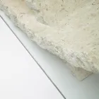 Fossil Stone Coffee Table with Tempered Glass Top - Isabel Viadurini