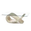 Fossil Stone Coffee Table with Transparent Glass Top - Kansas