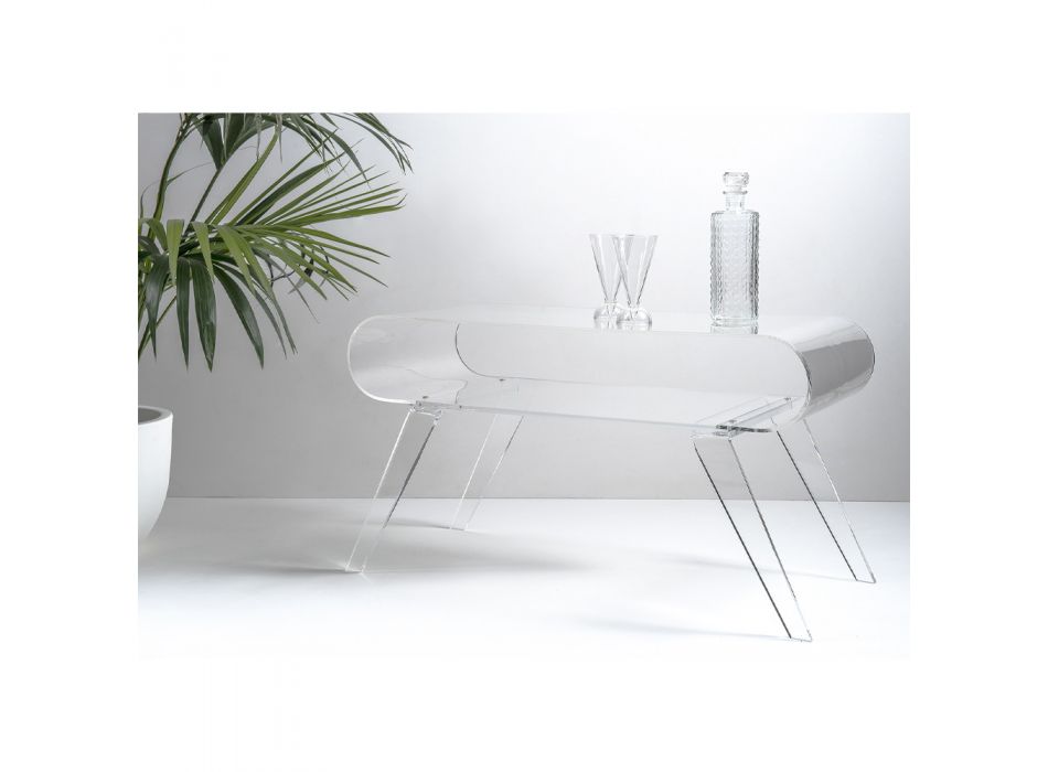Coffee Table in Transparent Plexiglass or with Design Wood - Plaster Viadurini