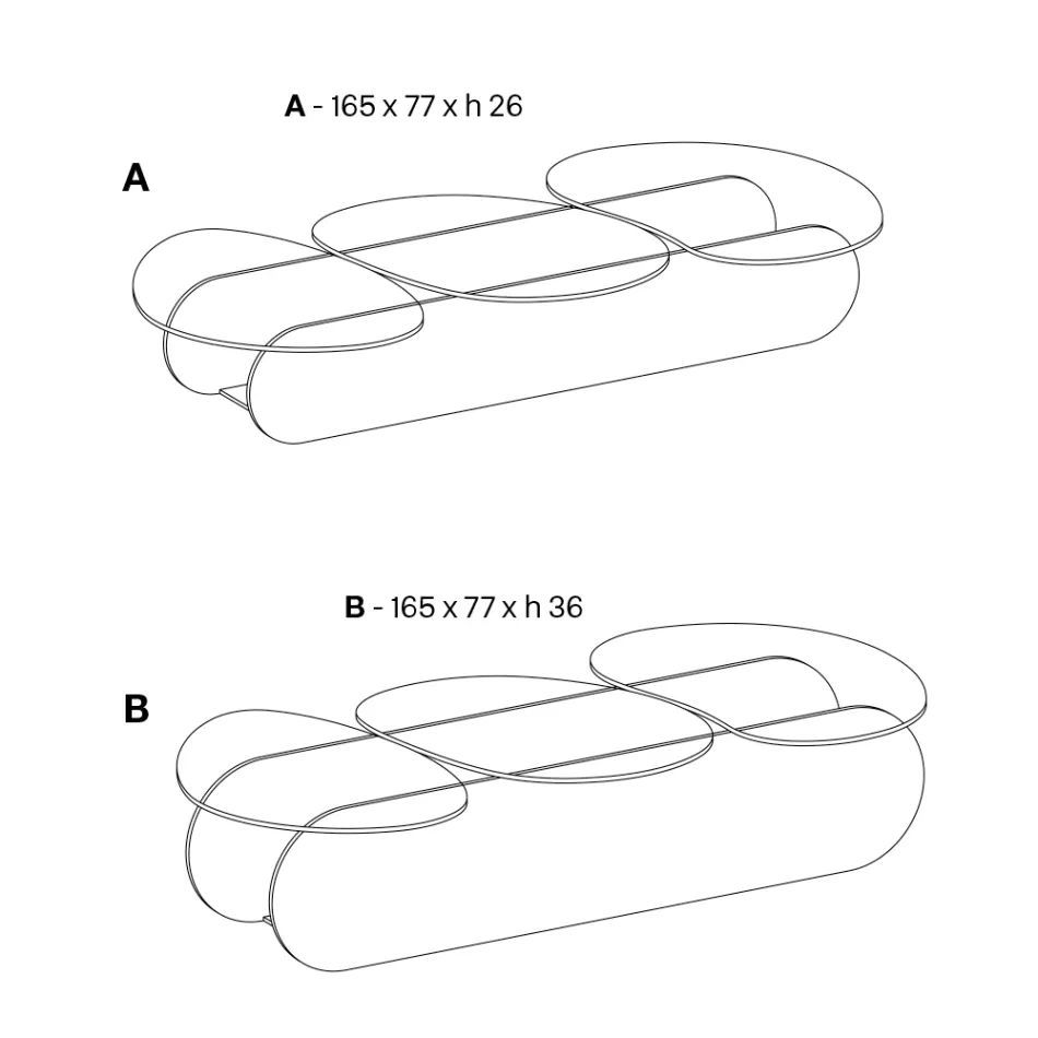 Glass Coffee Table with 3 Colored Shaped Tops - Dapy Viadurini