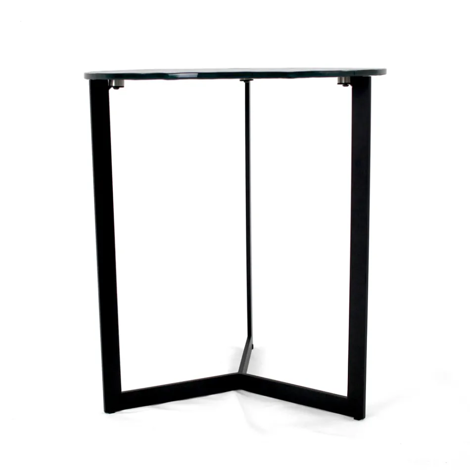 Glass Coffee Table with Steel Base Made in Italy - Aspira Viadurini