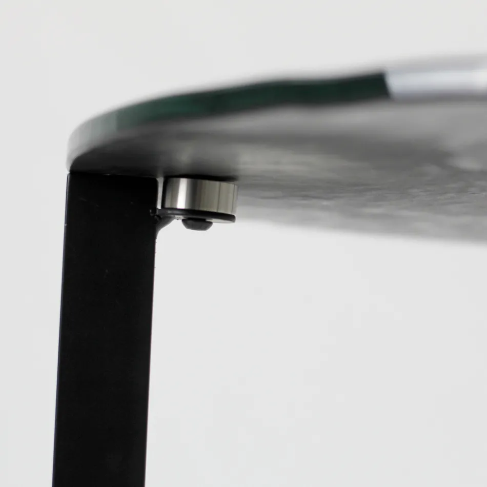 Glass Coffee Table with Steel Base Made in Italy - Aspira Viadurini