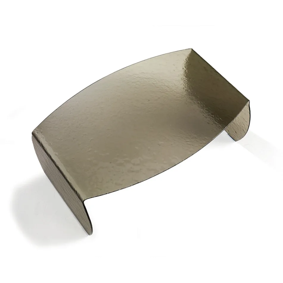 Francesca Curved Glass Coffee Table with Hammered Effect Made in Italy Viadurini