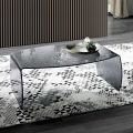 Francesca Curved Glass Coffee Table with Hammered Effect Made in Italy