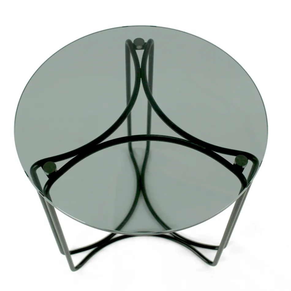 Glass Coffee Table and Base with 3 Crescents Made in Italy - Arepa Viadurini