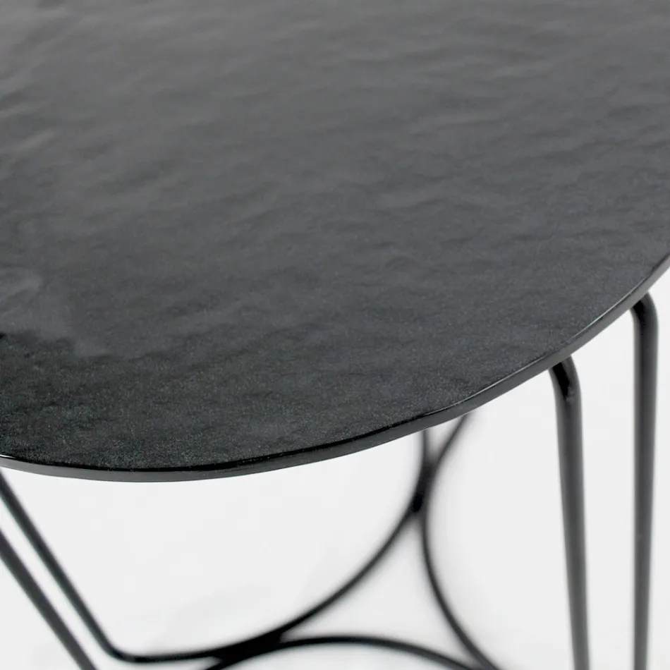 Glass Coffee Table and Base with 3 Crescents Made in Italy - Arepa Viadurini