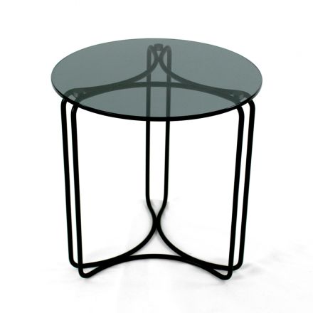 Glass Coffee Table and Base with 3 Crescents Made in Italy - Arepa Viadurini