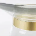 Coffee Table in Glass and Decor in Brass Plated Steel - Gabrio Viadurini