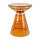 Coffee Table in Glass and Decor in Brass Plated Steel - Gabrio Viadurini