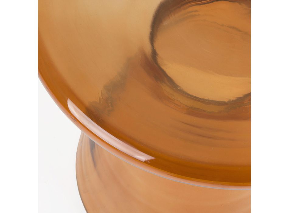 Coffee Table in Glass and Decor in Brass Plated Steel - Gabrio Viadurini